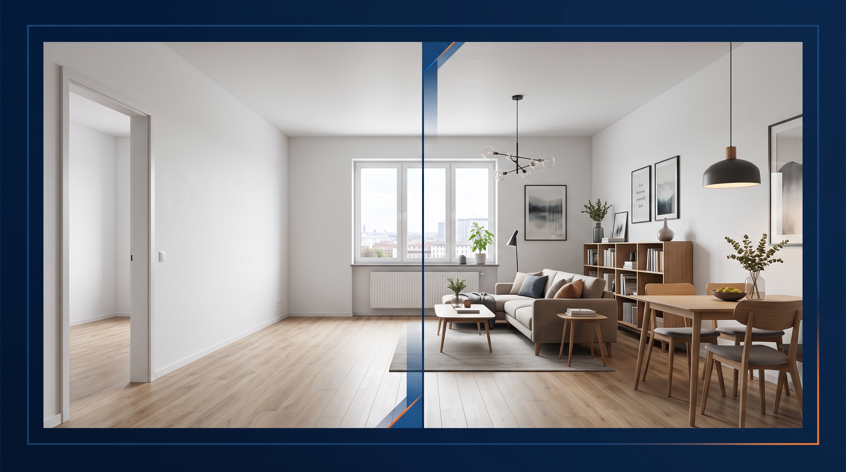 Virtual staging: an empty flat, a furnished brochure